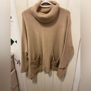 LOFT Tan Cowl Neck Sweater Relaxed Fit